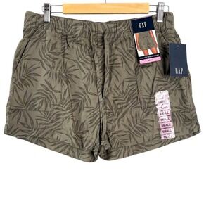 GAP Womens Pull-On Tencel Shorts Size Small Olive Jungle Vines Boho Beach Cruise